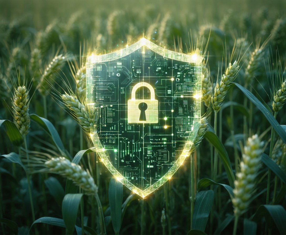 Цифровой щит защиты данных над пшеничным полем